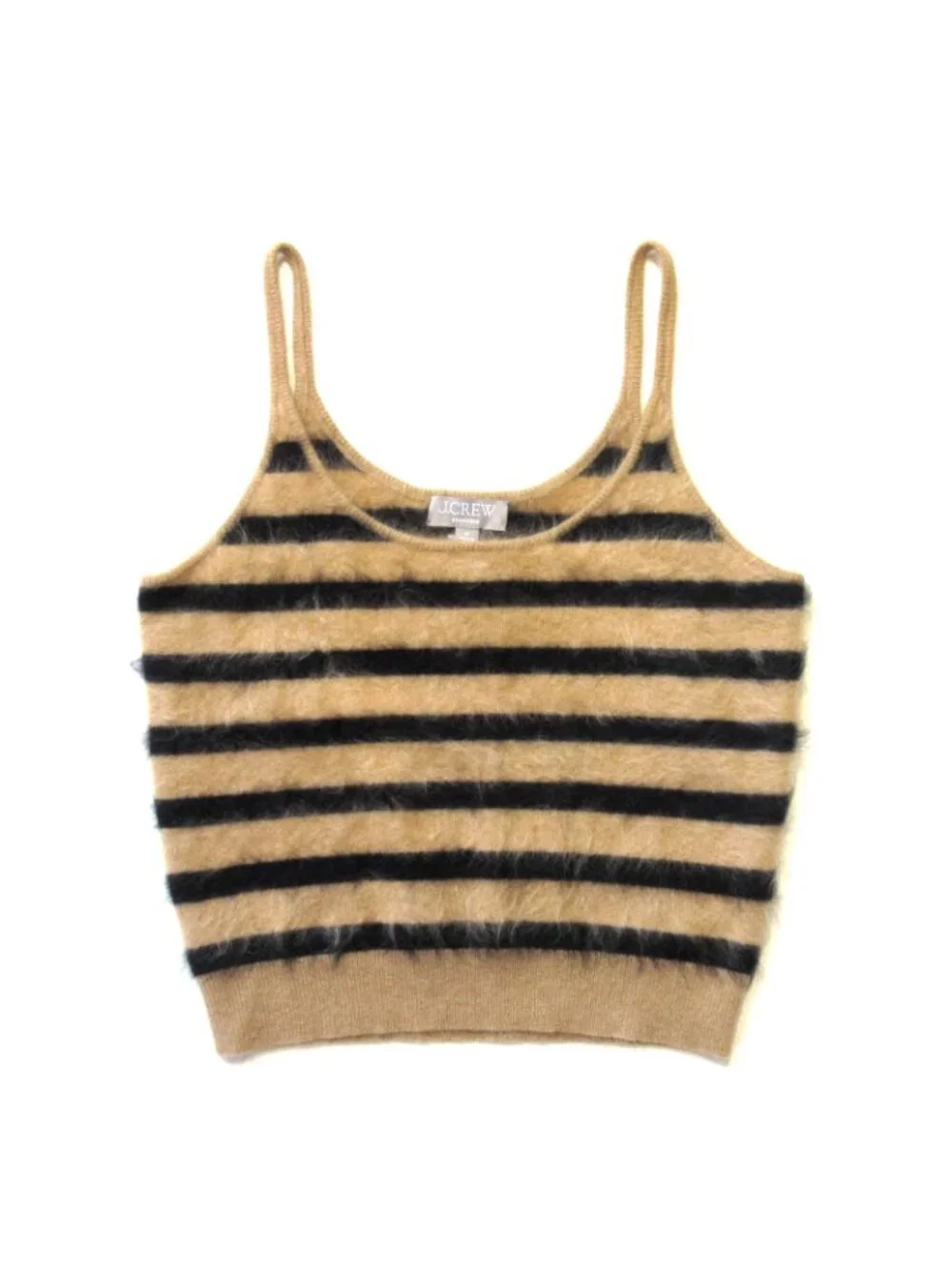NWT J.Crew Brushed Cashmere Cropped Camisole Sweater in Stripe S